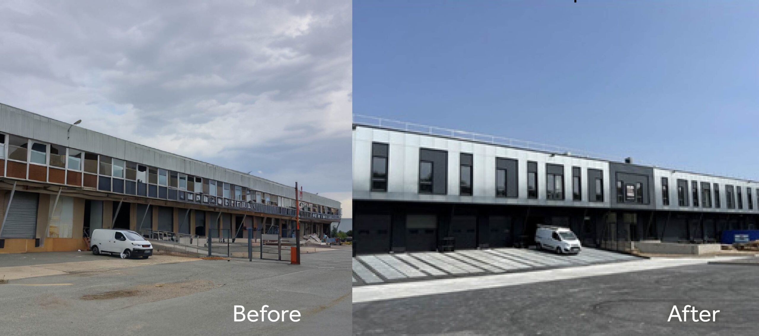 Before and after shot of Trappes ESG project